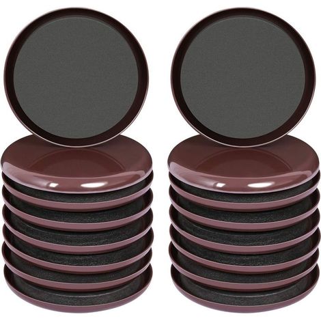 16 Pcs Curseur de Meuble pour Pieds de Table et de Chaise, Patins Glisseurs pour Meubles Auto-adhésifs pour Déplacer des Meubles Lourds et Protéger Les Sols, 3.5" Marron (1/5)