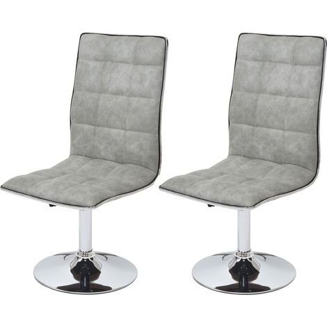 Juego de 2 sillas de cocina comedor regulables en altura variable tela gris 040000222