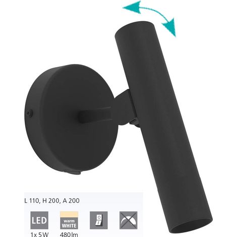 Applique Moderna Almudaina Acciaio Nero 1 Luce Led Integrato 5W (1/4)
