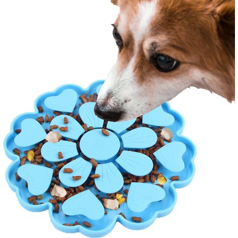 Harnais anti-ingestion pour chien - Assiette pour réduire la vitesse de nourriture pour animaux de compagnie - Distributeur de friandises en silicone pour animaux de compagnie enrichissant
