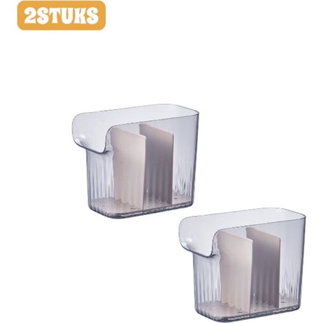 Lot de 2 organiseurs tiroir PET gris transparent, compartiments pour couverts, baguettes, couteaux. (1/5)