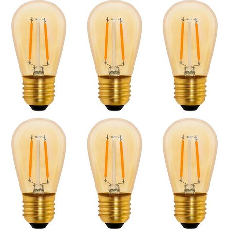 S14 E27 Vintage LED Filament Light Bulb, 1W Amber Edison 10W Incandescent Replacement, Non-Dimmable, Warm White 2200K, AC 220V, 6-Pack (1/5)