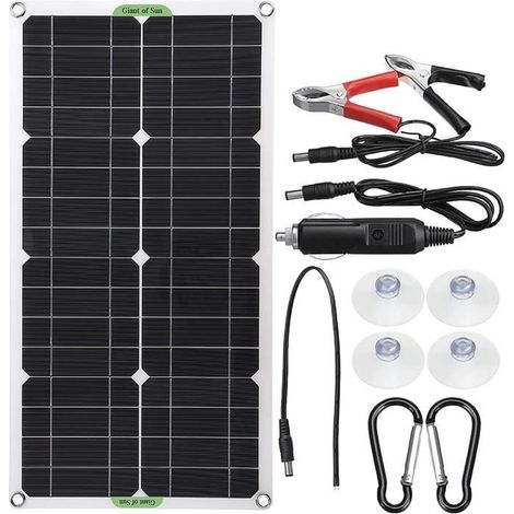 Panneau solaire monocristallin en silicium de 250 W, système d'énergie solaire à double sortie 12 V/24 V avec batterie 262 (1/2)