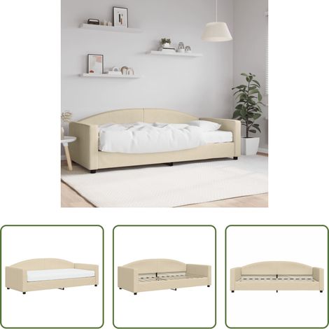 vidaXL Sofá cama con colchón tela crema 90x200 cm (1/5)