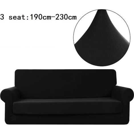 Housse de canapé - ENSEMBLE CANAPES - 3 places - Polyester - Noir - Design contemporain (1/4)