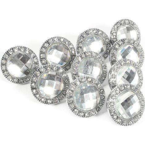 Lot de 10 poignées de porte de tiroir en verre avec strass transparents 30 mm Argenté (1/5)