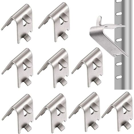 10 Pièces Inoxydable Carré Clips Réfrigérateur, Étagères Réfrigérateur à Clip, 1,5 mm Épaissir Acier Inoxydable 304 Durable Supports Tablette Congélateur pour Réfrigérateur, Congélateur (Argent) (1/5)