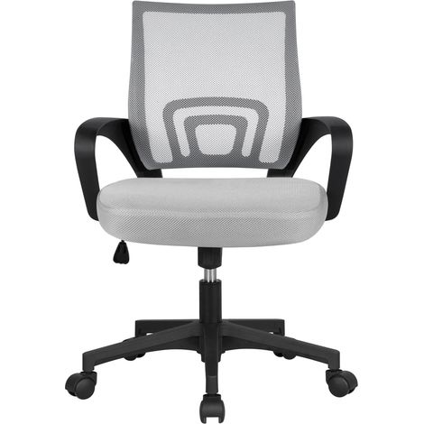 Homevive Silla de Oficina Silla de Malla Altura Ajustable para Trabajo Silla Escritorio Ergonómica Giratoria Gris