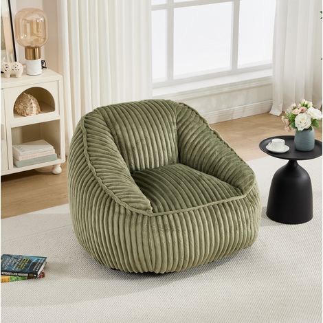 Poltrona sacco con imbottitura in memory foam e ciniglia rigata verde smeraldo OKWISH (1/5)
