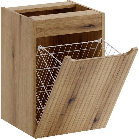 Meuble bas de salle de bain 40 cm avec panier à linge NOVA chêne Coast Evoke (1/5)