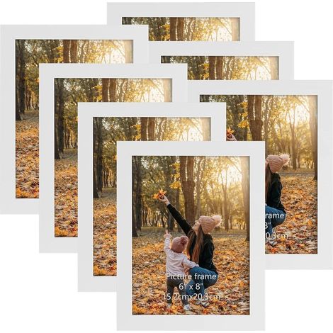 EXYGLO 7er Set Bilderrahmen 15x20 cm Weiß Fotorahmen Collage Moderne Rahmen (1/5)