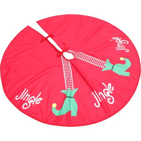 Chic Red Non-Woven Christmas Tree Skirt, Indoor Christmas Decoration (1/5)