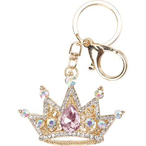 Rhinestone Keychain Crown Shape Shiny Exquisite Design Keychain for Car Pendant Bag OrnamentPink (1/5)