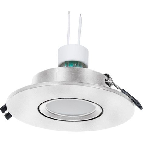KIT Aro Empotrable Ø110mm (plata) + Bombilla GU10 5,4W + - Blanco Cálido