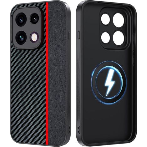 Coque de téléphone magnétique pour Oppo Reno 16F/16 FS 5G, antichoc, rouge/noir