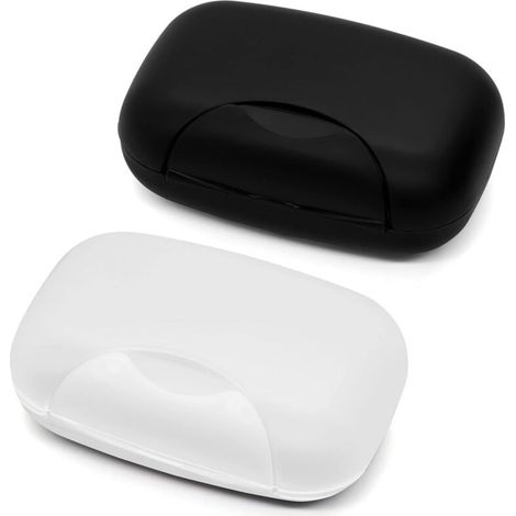 Boîte à Savon de Voyage, Imperméable Porte-Savon en Plastique, boîte à Savon Solide pour Salle de Bain (Noir & Transparent, 2) (1/5)