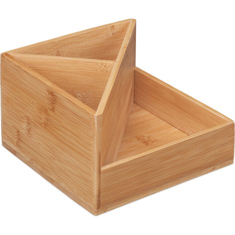 Organizer in bambù naturale 3 scomparti pratico ufficio camera da letto bagno finitura elegante 130011376