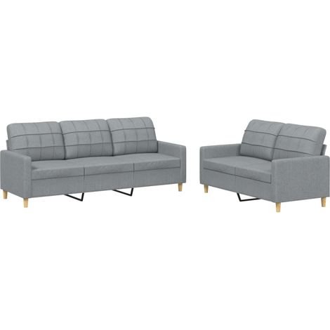 Maison Exclusive - Set di Divani 2 pz con Cuscini Grigio Chiaro in Tessuto