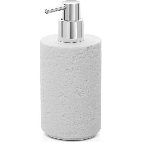 Dispenser sapone da appoggio bianco in resina effetto pietra Matera (1/4)