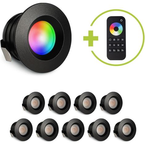 Einbaustrahler Mini flach Torino 3W RGBW IP44 - Farbe: schwarz matt - Anzahl: 10x