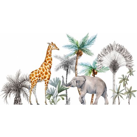 Papier peint panoramique Enfants - Animaux de la Junge - 130 cm x 64 cm (1/2)