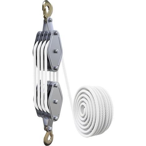 Palan Manuel 4 Voies - 400kg - Acier Galvanisé - Câble 20m - Levage 2,5m - Chantier (1/4)
