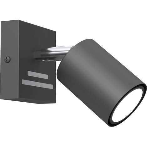 Spot mur/plafond orientable GU10 8W gris chrome Striper