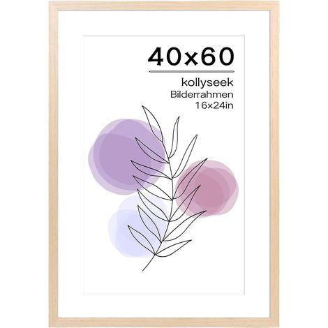 cadre photo 40x60cm en bois véritable de chêne avec passe-partout et verre acrylique chêne naturel (1/5)