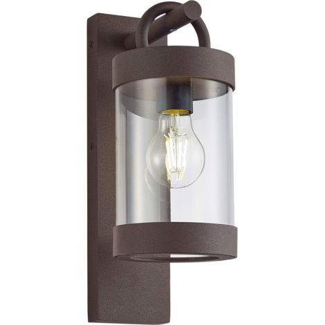 Applique murale LED Sambesi rouille en métal – Détecteur de nuit – IP44 – E27 40W max – Pour espaces extérieurs – Trio