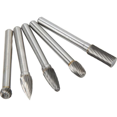 Satz mehrerer einseitiger Hartmetall-Rotationsfräser, 6 mm Durchmesser, 6,35 mm (1/4 Zoll) Schaft, zum Polieren, Schleifen, für Holzbearbeitung, Schnitzen und Schneiden. ADEFG (1/5)