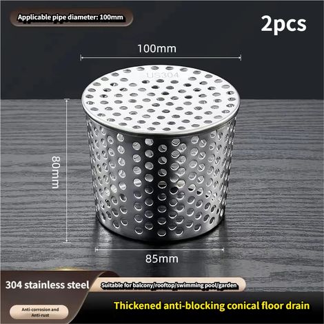 Filtre à flux descendant 100mm, bouchon d'étanchéité, couvercle de ventilation, bouchon de tuyau d'échappement conique en acier inoxydable (1/5)