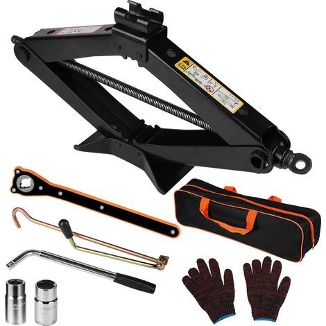 Cric losange 2,5T – Hauteur de levage 105 à 480 mm – Charge maximale 2500 kg – Kit de voyage avec manivelle et gants (1/5)