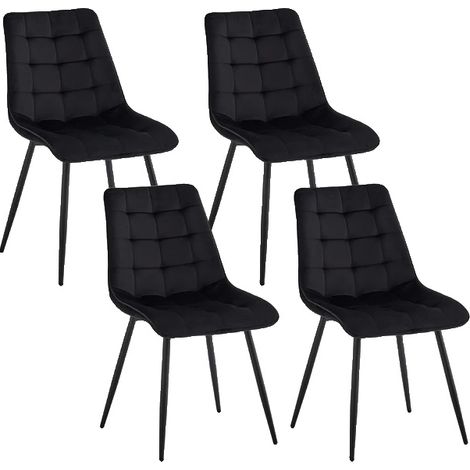 Sillas de comedor, tapizadas en terciopelo, con patas de metal, color negro. (1/2)