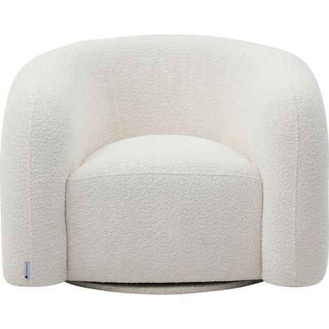 Fauteuil pivotant en tissu bouclette blanc LAPIOTA de Maison Céphy (1/4)