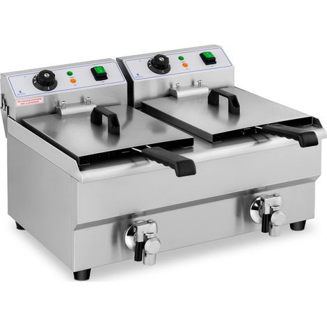 Friggitrice elettrica professionale da ristorante 2 rubinetti di scarico da 10 litri 140001786