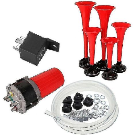 Klaxon électronique chromé HHCX-Universal à 5 trompettes, style Dixie Dukes, La Cucaracha, 12 V, 125 dB, pour voiture, camion, bateau, bus, compresseur d'air