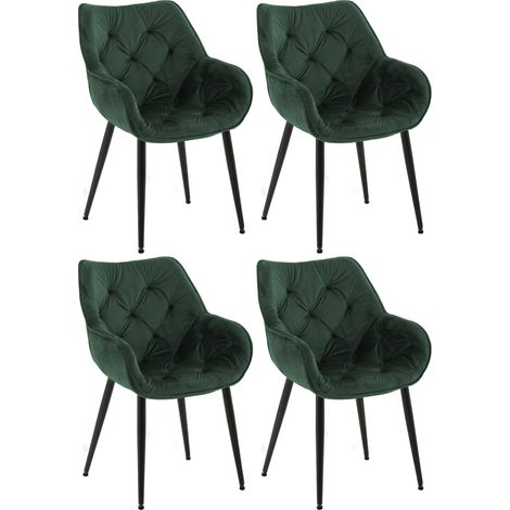 Set de 4 sillas Tanna de salón en terciopelo Verde