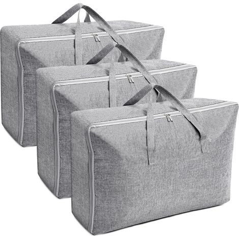 3 Pièces Grand Sac de Rangement 105L+84L+70L, Rangement sous Lit Pliable Closet Organizer Sac de Rangement pour Couette Imperméable avec Poignées Renforcées pour Édredons Couvertures Oreillers (1/5)