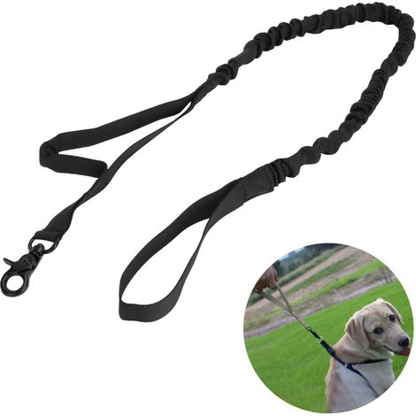 Robuste, elastische Hundeleine aus Nylon, ideal zum Wandern und Campen – Schwarz (1/5)