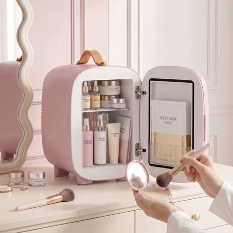 Mini-réfrigérateur/frigo beauté, capacité 4 L, 20,3 x 26,3 x 28 cm, rose (1/5)