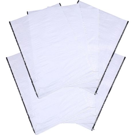 10 sacs en plastique tissé à cordon. 14 x 24 pouces, sacs de sable en polypropylène tissé (blancs) (1/5)
