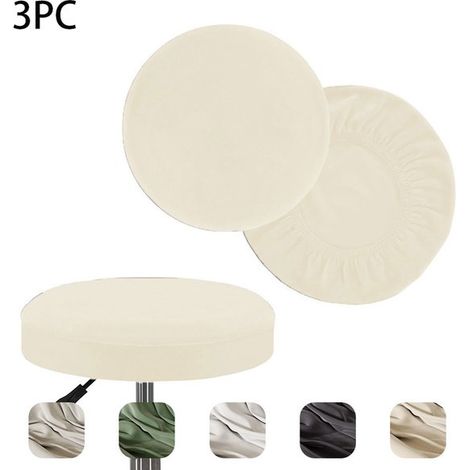Housse de tabouret ronde en 3 pièces, housse de tabouret anti-poussière, lavable, housse de chaise élastique, housse de tabouret de bar ronde, diamètre 36-48 cm. (1/5)