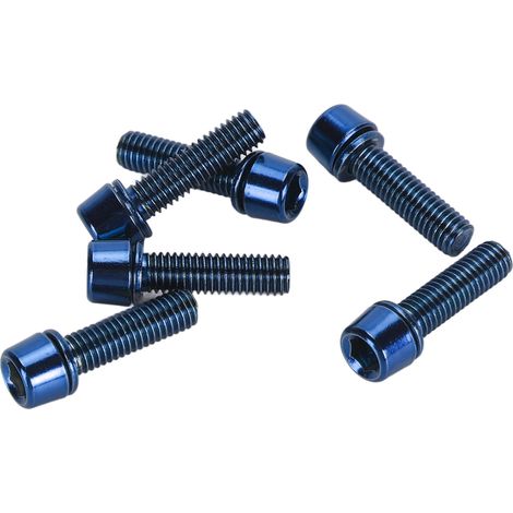 Lot de 6 vis de potence de vélo professionnelles M5x18mm en alliage d'aluminium pour guidon de VTT, accessoire bleu (1/5)