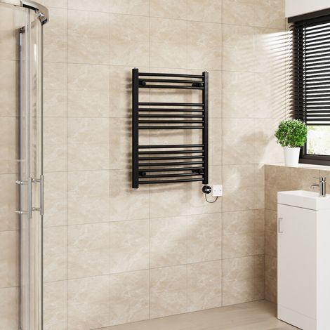Touch Screen Thermostatic Towel Rail Curved Black 800x600mm (1/5)