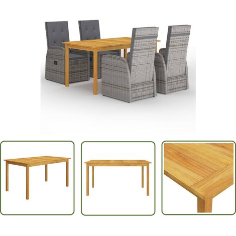 Ensemble Table et Chaise de Jardin Salon de jardin 5 pcs Gris 69971 (1/5)