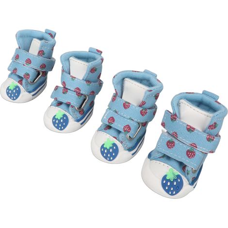 Chaussures pour petits chiens souples, respirantes et antidérapantes, bottines mignonnes en toile pour chiots Bichon Teddy bleu type 3 (1/5)