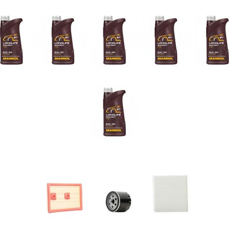 Kit tagliando 4 FILTRI e 6L OLIO compatibile con Audi A3 (8YA,8YS) 40 TFSI 140kw dal 2021