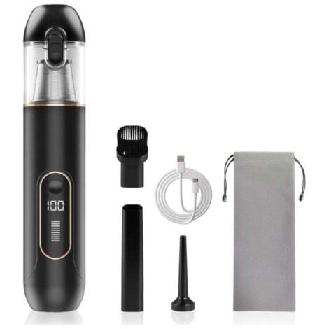 Aspirateur à main sans fil 13000 Pa, mini design pour auto, PC, canapé et maison. Nettoyage des fissures, fonction soufflage, batterie 1800 mAh. (1/4)