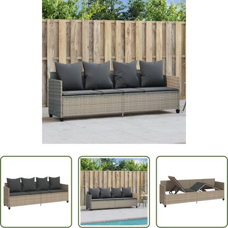Chaise longue confortable - Chaise longue avec coussins gris clair résine tressée (1/5)