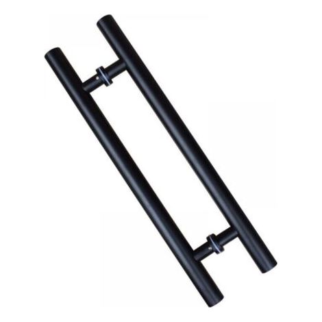 Poignée de porte coulissante, double face en forme de H, poignée de porte battante robuste, noire Longueur 500 mm Espacement des trous 300 mm (1/4)